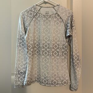 Nike Pro Light Fleece White and Gray Patterned Shirt